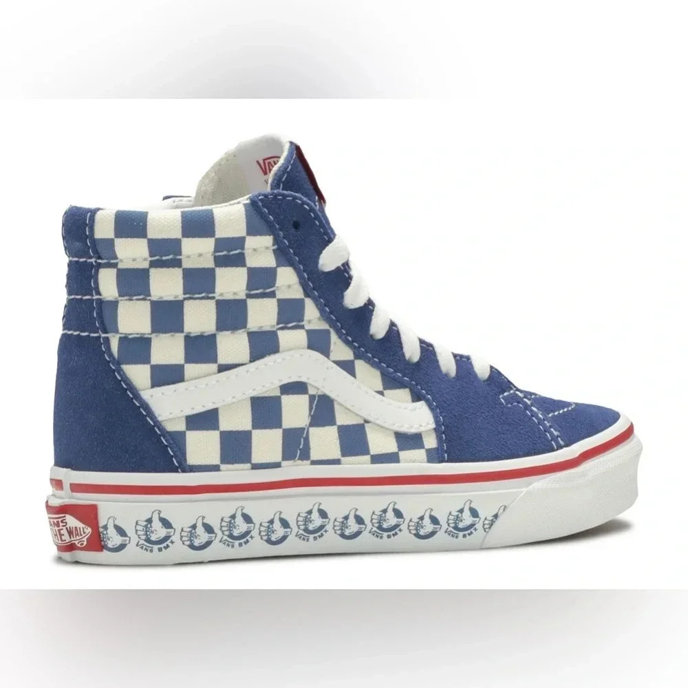 Vans toddler sneakers high top suede lace up zipper checkered board navy boys - Picture 10 of 10